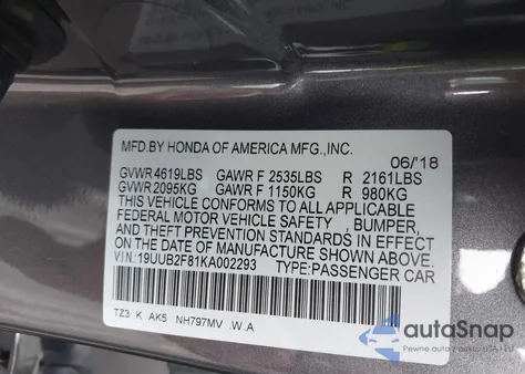 2019 Acura Tlx Advance Pkg from USA, damaged, VIN 19UUB2F81KA002293